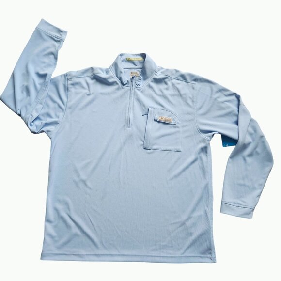 Columbia Mens Blood N Guts LS Tee Omni Shield Shade UPF 30 Light Blue Size M NEW - Picture 2 of 16